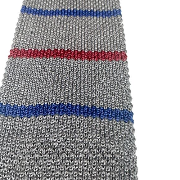 Vintage Striped Knitted Silk Neck Tie Career Y2K Academia Business Preppy Office - Picture 4 of 6